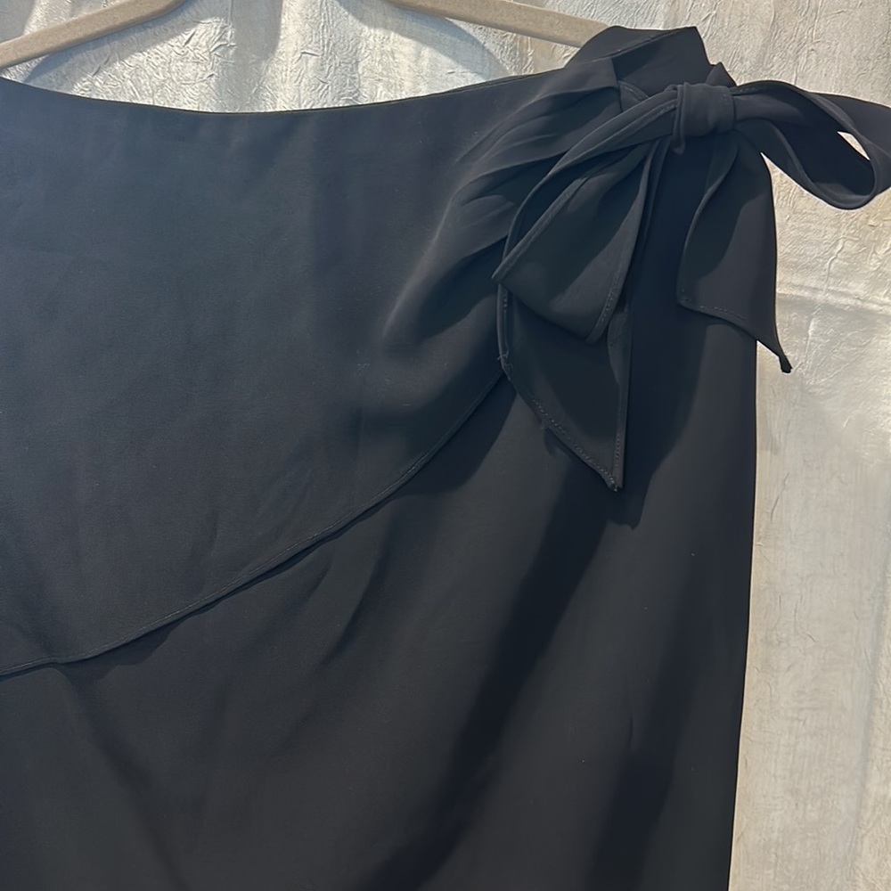 Black skirt - faux wrap  - tie waist accent